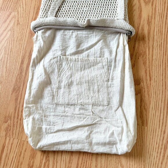 Handmade Crochet Shoulder Bag Neutral Boho Festival Beach Tote Summer Purse - Picture 7 of 11